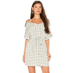 Minkpink Gingham Off-Shoulder Shirt Dress